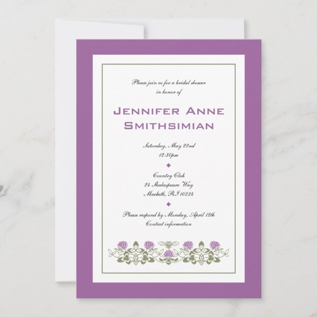 Invitación nupcial de la ducha de la abeja de la (Anverso)