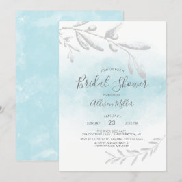 Invitación nupcial de la ducha de la acuarela azul