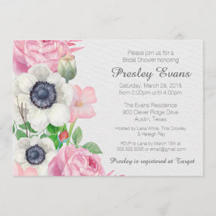 Invitación nupcial de la ducha de la anémona
