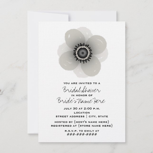 Invitación nupcial de la ducha de la anémona (Anverso)