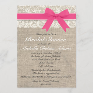 Invitación nupcial de la ducha de la arpillera del