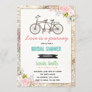 Invitación nupcial de la ducha de la bici que