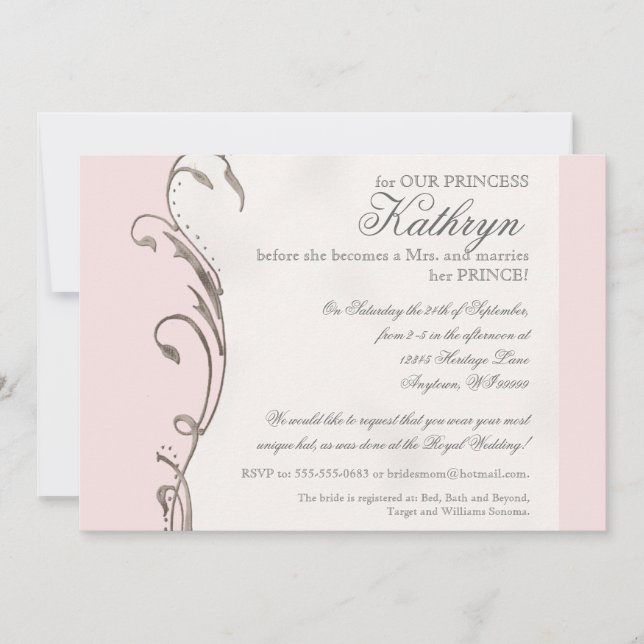 Invitación nupcial de la ducha de la boda real de (Anverso)