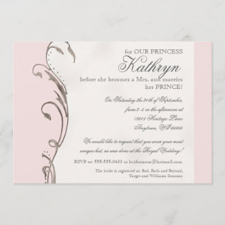 Invitación nupcial de la ducha de la boda real de