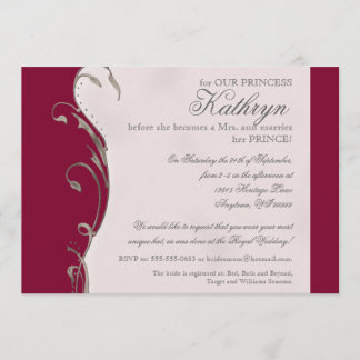 Invitación nupcial de la ducha de la boda real de