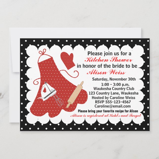 Invitación nupcial de la ducha de la cocina (Anverso)