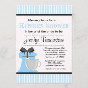 Invitación nupcial de la ducha de la cocina azul