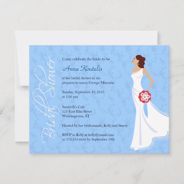 Invitación nupcial de la ducha de la elegancia (Anverso)