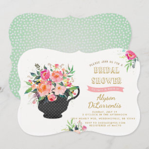 Invitación nupcial de la ducha de la fiesta del té