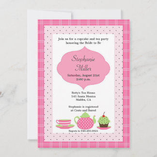 Invitación nupcial de la ducha de la fiesta del té