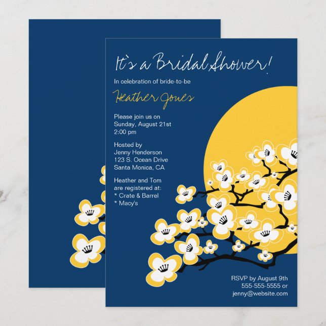 Invitación nupcial de la ducha de la flor de (Anverso / Reverso)