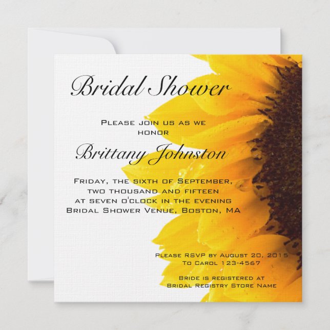 Invitación nupcial de la ducha de la foto amarilla (Anverso)