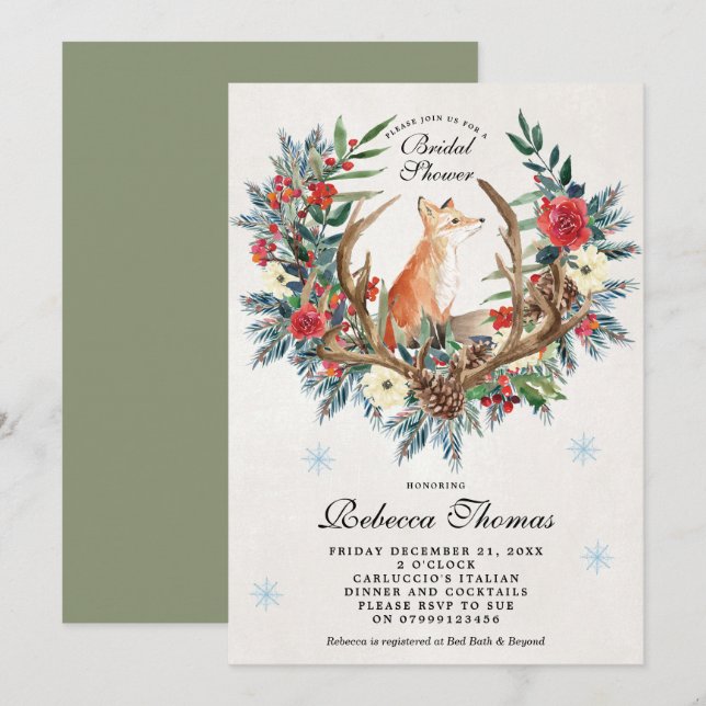 invitación nupcial de la ducha de la guirnalda y (Anverso / Reverso)