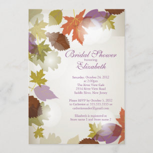 Invitación nupcial de la ducha de la hoja púrpura