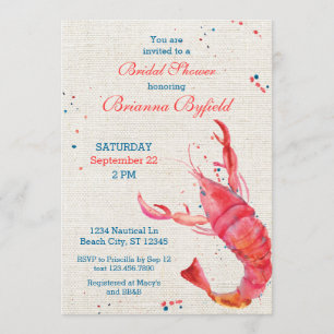 Invitación nupcial de la ducha de la langosta