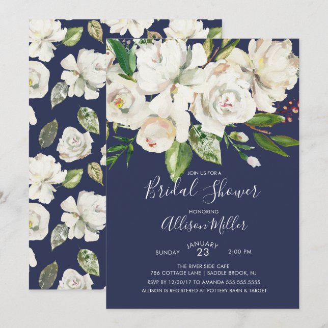 Invitación nupcial de la ducha de la marina de (Anverso / Reverso)