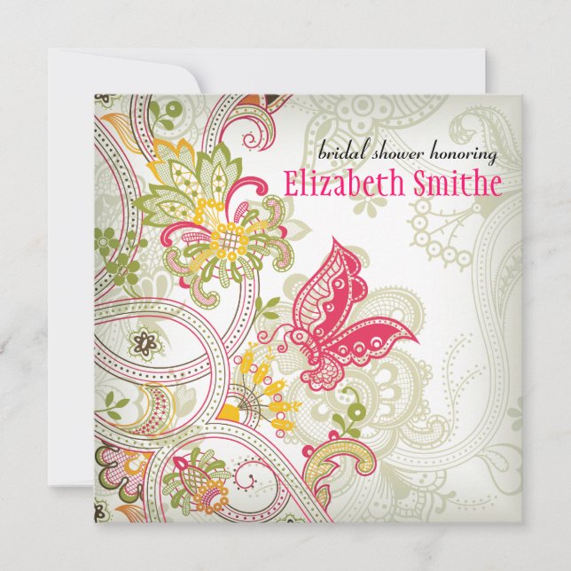 Invitación nupcial de la ducha de la mariposa (Anverso)