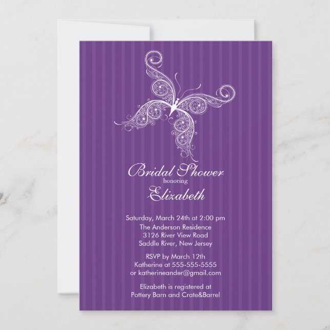 Invitación nupcial de la ducha de la mariposa (Anverso)