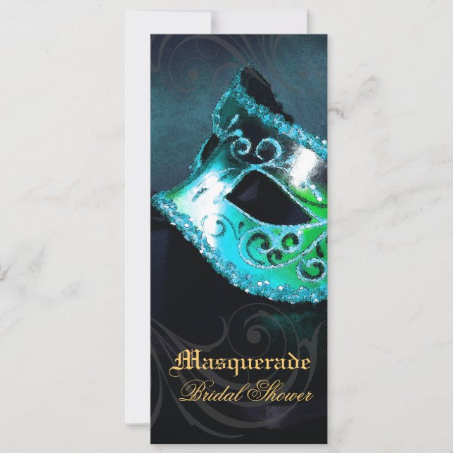 Invitación nupcial de la ducha de la mascarada (Anverso)