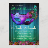 Invitación nupcial de la ducha de la mascarada del