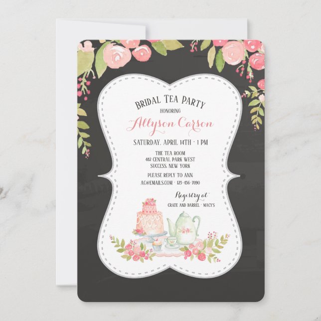 Invitación nupcial de la ducha de la merienda-cena (Anverso)