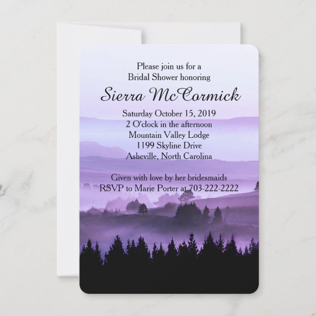Invitación nupcial de la ducha de la montaña (Anverso)