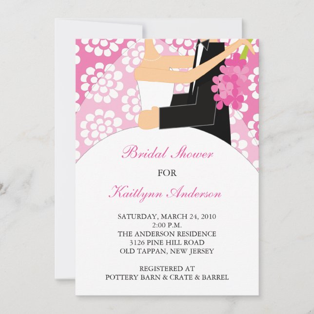 Invitación nupcial de la ducha de la novia rosada (Anverso)