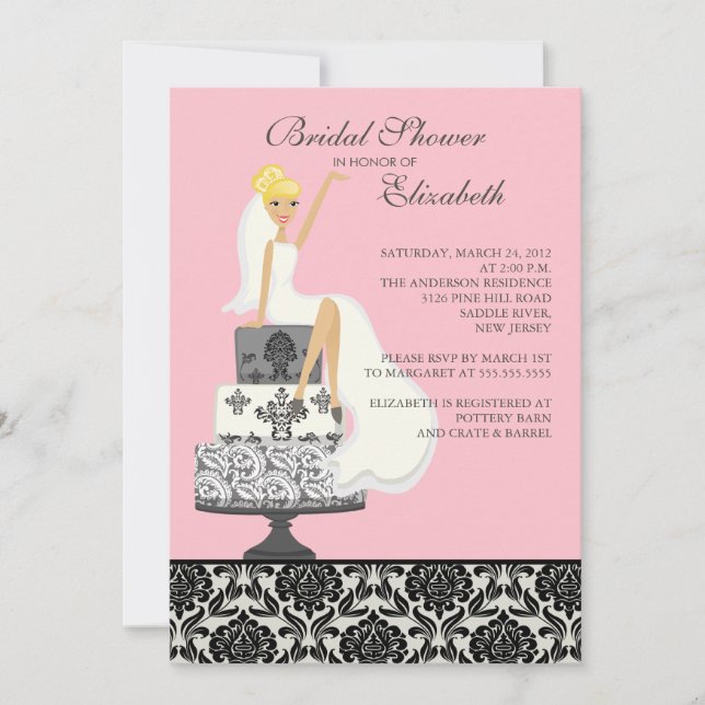 Invitación nupcial de la ducha de la novia rubia (Anverso)