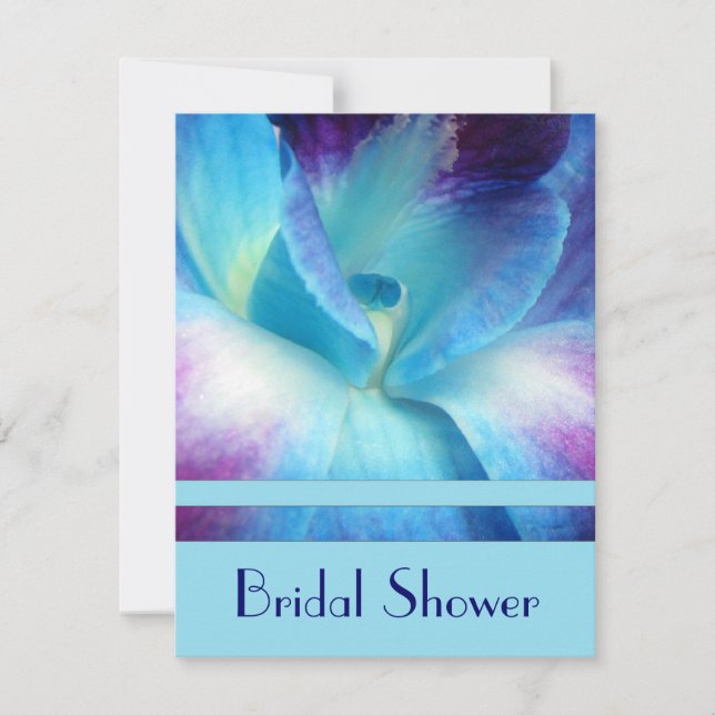Invitación nupcial de la ducha de la orquídea azul (Anverso)