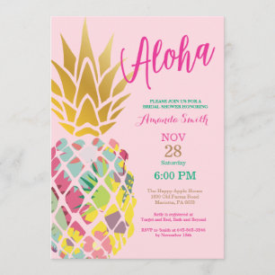 Invitación nupcial de la ducha de la piña tropical