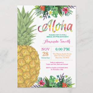Invitación nupcial de la ducha de la piña tropical