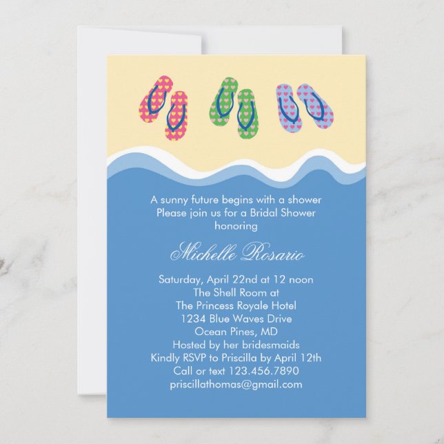 Invitación nupcial de la ducha de la playa de los (Anverso)