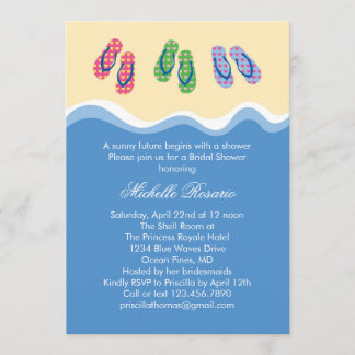 Invitación nupcial de la ducha de la playa de los