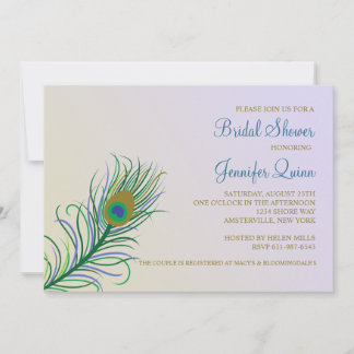 Invitación nupcial de la ducha de la pluma del