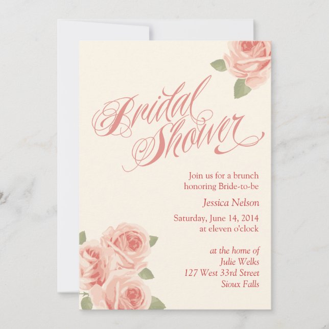 Invitación nupcial de la ducha de la rosaleda (Anverso)