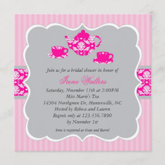Invitación nupcial de la ducha de la tetera