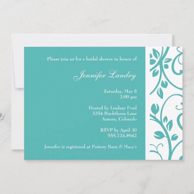 Invitación nupcial de la ducha de la vid floral de (Anverso)