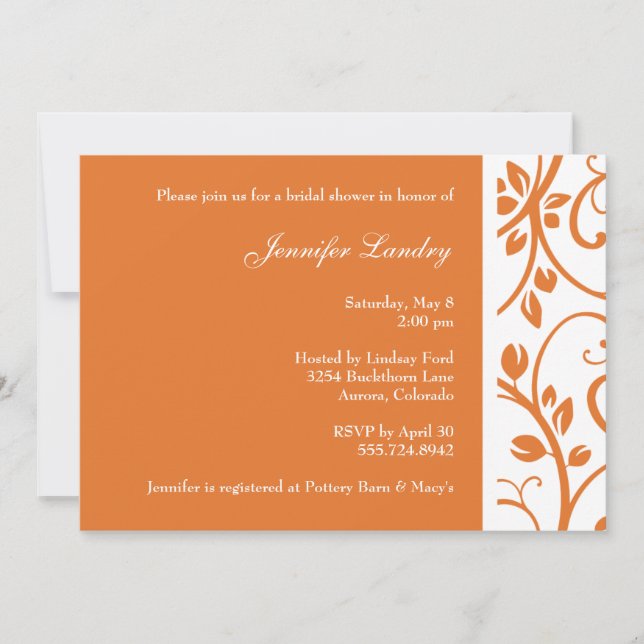 Invitación nupcial de la ducha de la vid floral de (Anverso)