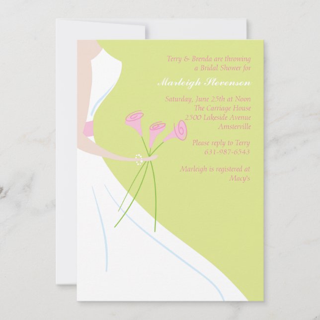 Invitación nupcial de la ducha de las calas (Anverso)