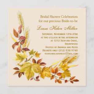 Invitación nupcial de la ducha de las hojas