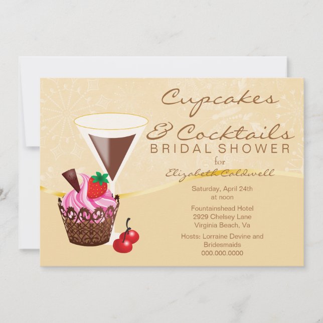 Invitación nupcial de la ducha de las magdalenas y (Anverso)