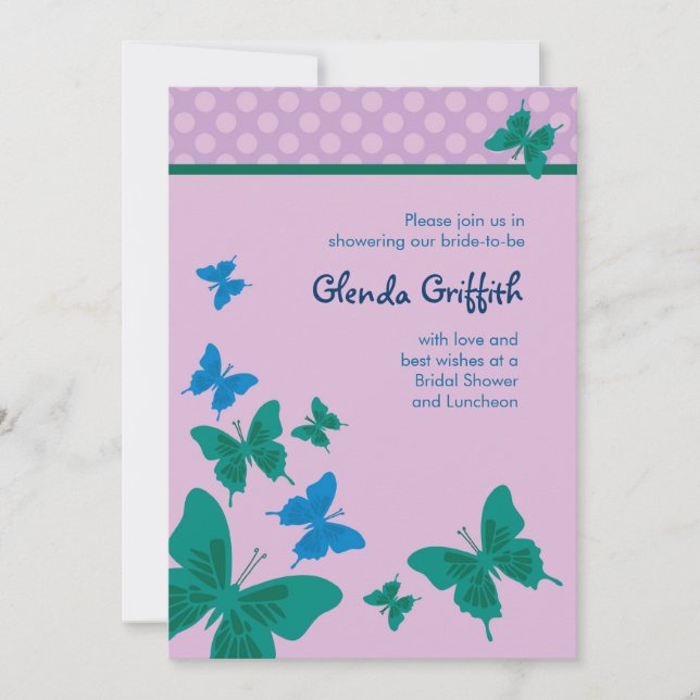 Invitación nupcial de la ducha de las mariposas (Anverso)