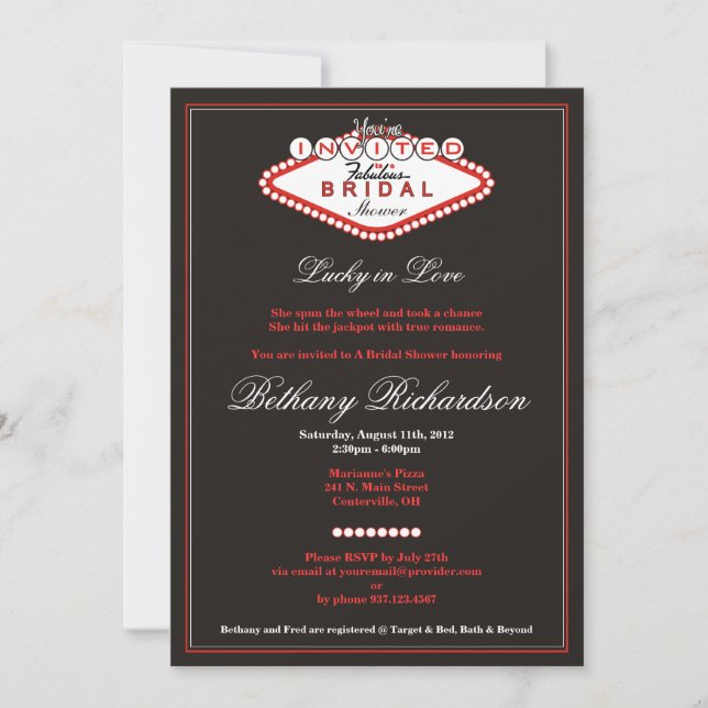 Invitación nupcial de la ducha de Las Vegas (Anverso)