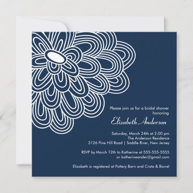 Invitación nupcial de la ducha de los azules (Anverso)