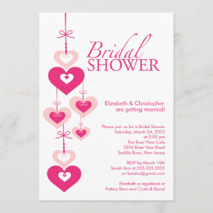 Invitación nupcial de la ducha de los corazones