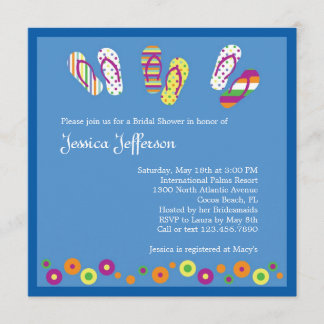 Invitación nupcial de la ducha de los flips-flopes