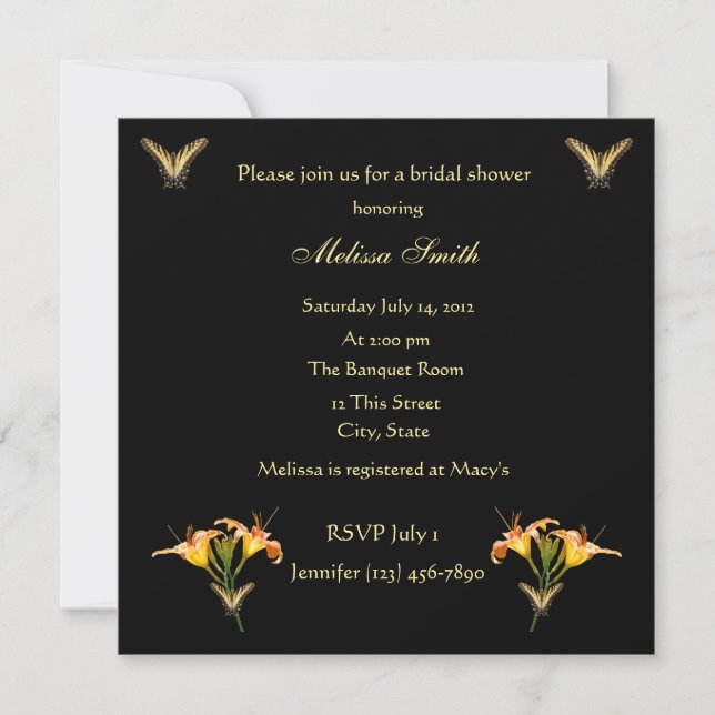 Invitación nupcial de la ducha de los lirios y de (Anverso)
