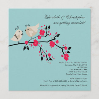 Invitación nupcial de la ducha de los pájaros