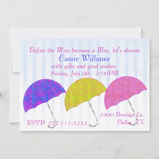 Invitación nupcial de la ducha de los paraguas (Anverso)