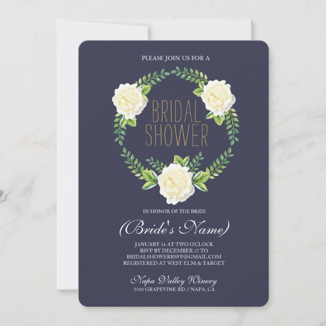 Invitación nupcial de la ducha de los rosas de la (Anverso)